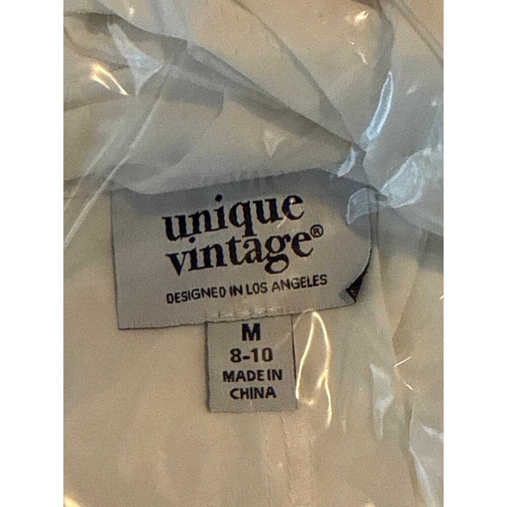 Unique Vintage White Neck Tie Gwen Blouse M NWT - Picture 6 of 6